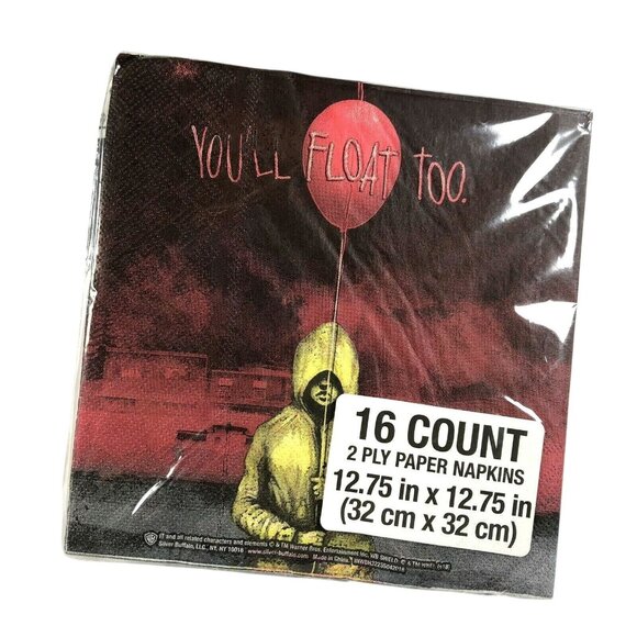 It Pennywise 32 Piece Party Pack Paper Plates Napkins Clown Horror Movie NEW - Picture 4 of 7